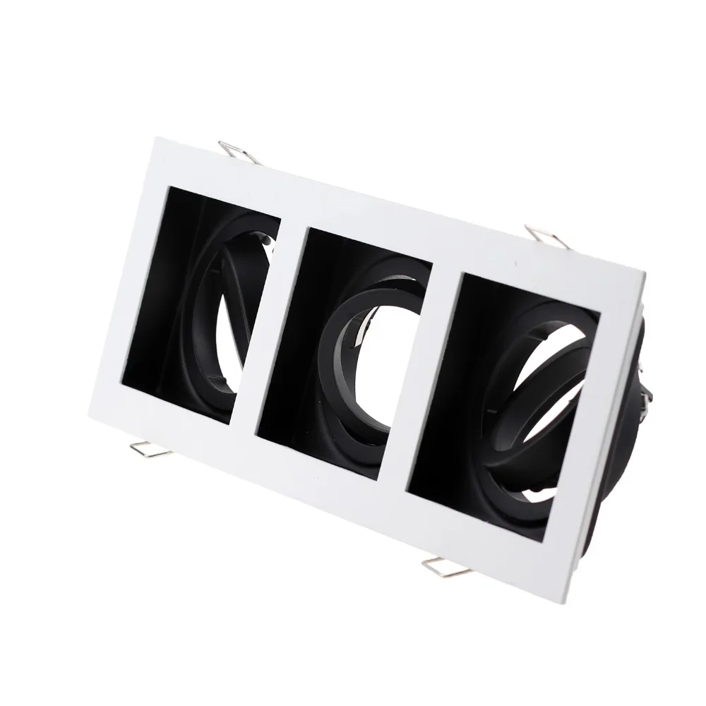 

10pcs Factory Three Heads Adjustable LED Ceiling Downlight Fittings Fixture Trim Ring MR16 GU10 Zinc Alloy Holder Frame For Room