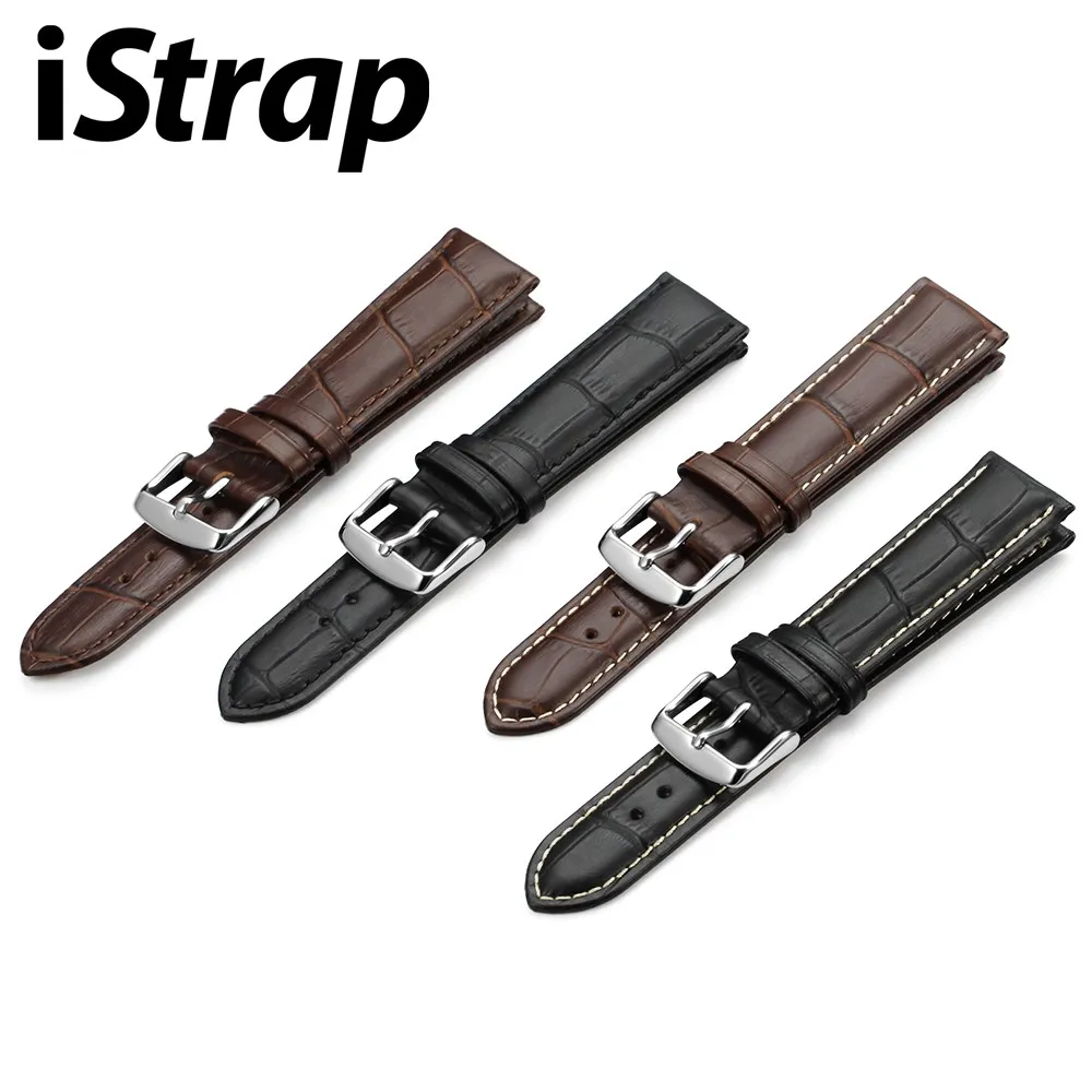 Ремешок для часов из натуральной кожи ремешок коричневый с серебряной застежкой