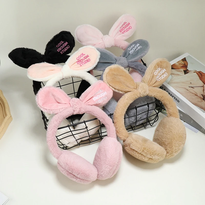 

Женские теплые плюшевые наушники с милыми кроличьими ушками меховые однотонные складные наушники осень-зима теплые лыжные наушники с защи...