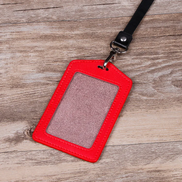 

Leather multi-functional creative work card student badge lanyard certificate holder certificate label