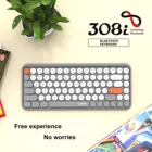 Беспроводная игровая клавиатура Ajazz 308i, портативная классическая офисная Bluetooth клавиатура с цветными клавишами, в круглой оправе, 84 клавиши, с шумоподавлением