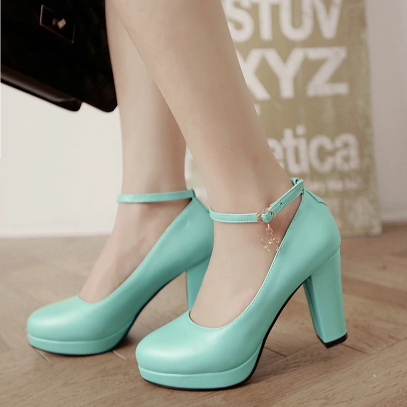 

Hasp Women Shoes Sexy Nightclub Shallow Mouth Faux Leather Round Toe Waterproof Platform High Heels Lazy Shoes Single Shoes