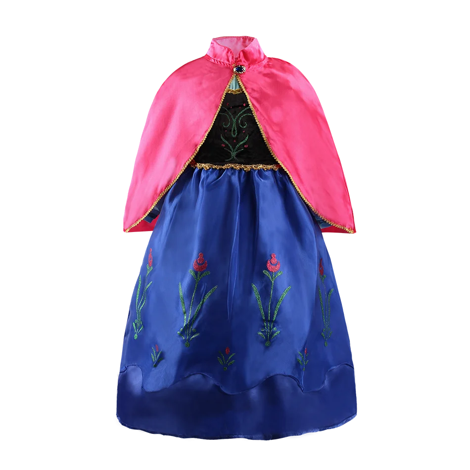 Платье Анны и Эльзы для девочек Детский костюм принцессы на Хэллоуин с париком
