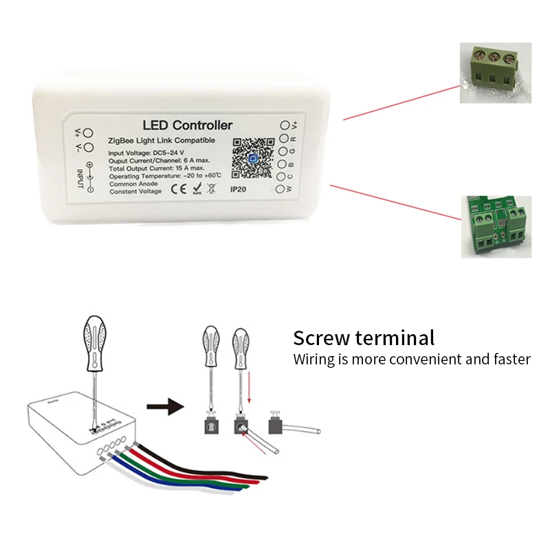

Tuya Zigbee 3.0 Smart LED Controller RGB+CCT 6pin Light Strip Controller DC12-24VAutomation Modules For Google Home Alexa