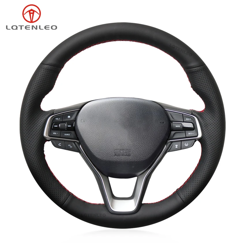 

LQTENLEO Black Genuine Leather Hand Car Steering Wheel Cover for Honda Accord 10 X 2018-2021 Odyssey 2021 Insight 2019-2022