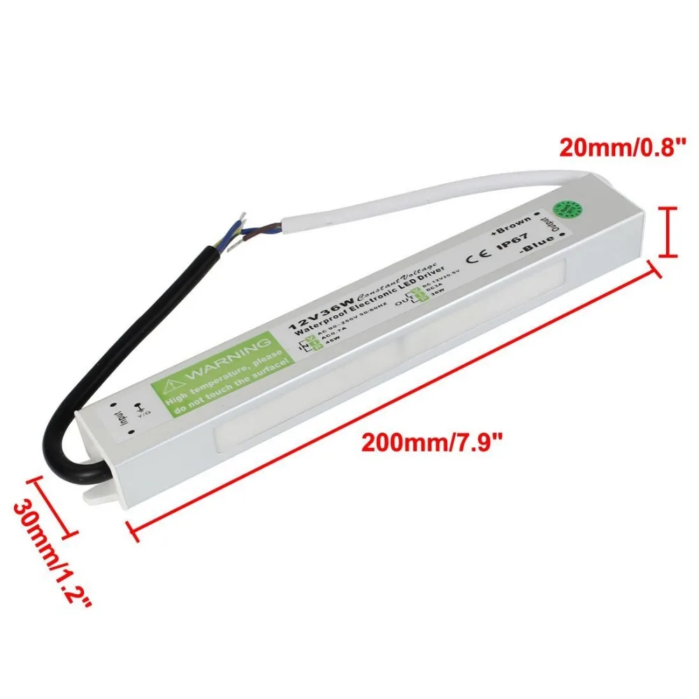 

12V 36Watt Superior Quality Waterproof LED Power Supply Driver Transformer 120 To 12 Volt DC For LED Strip And More.