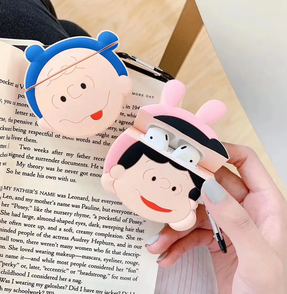 3D Bluetooth Плетеный чехол для наушников Airpods силиконовый милый мультяшный с рисунком