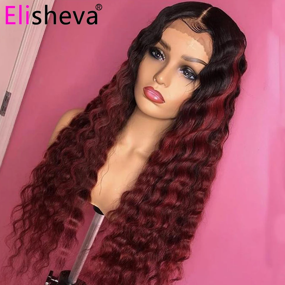 Ombre Deep Wave Frontal Human Hair Wigs For Women Brazilian HD Lace Front Wig Color Pre Plucked Highlight Blonde | Шиньоны и парики