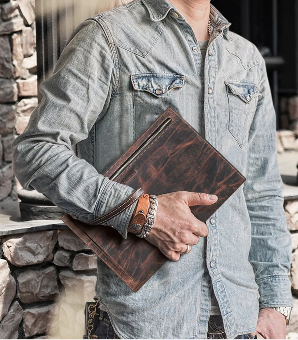 

Organizer Wallets RFID Card Holder Handbag Men's Wallet Phone Pocket Casual Genuine Leather Man Purse Coin Pocket Male Billetera