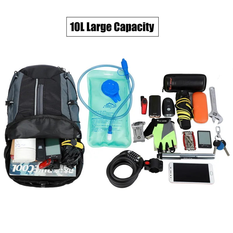 10L/16L Cycling Backpack Waterproof Bicycle Bag Ultralight Hydration Pack Outdoor Travel Man Climbing Hiking | Спорт и развлечения