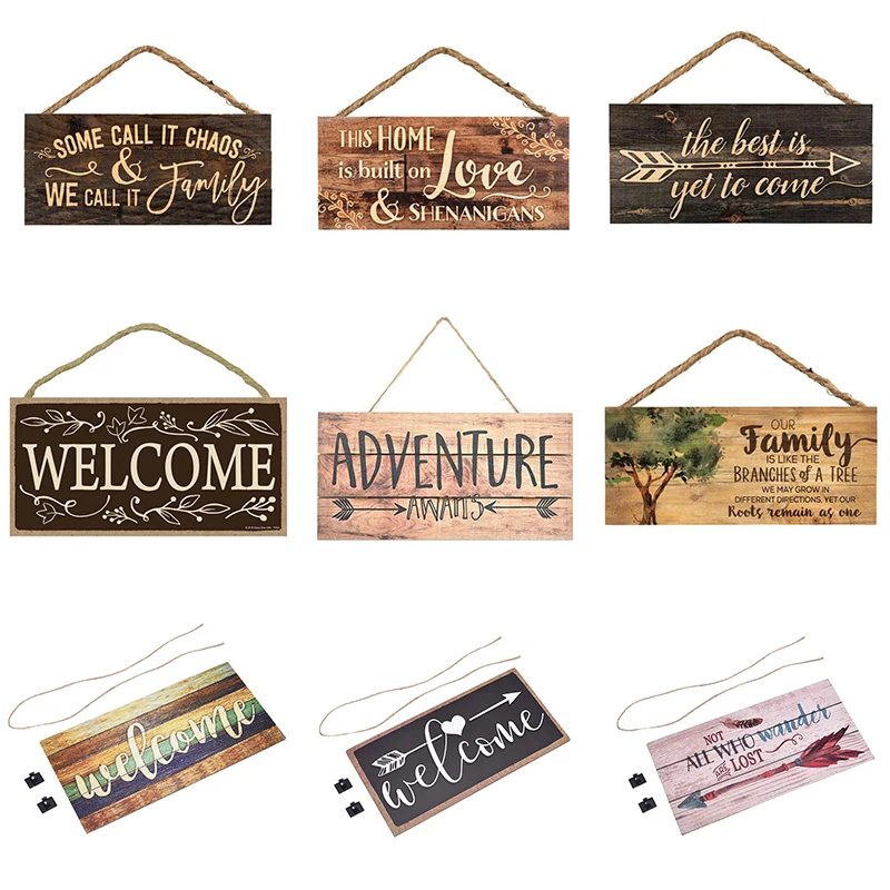 Home Decorative Wooden Plaque Hanging Pendants Wall Door Sign for Christmas Party Calligraphy Art Painting Hanging