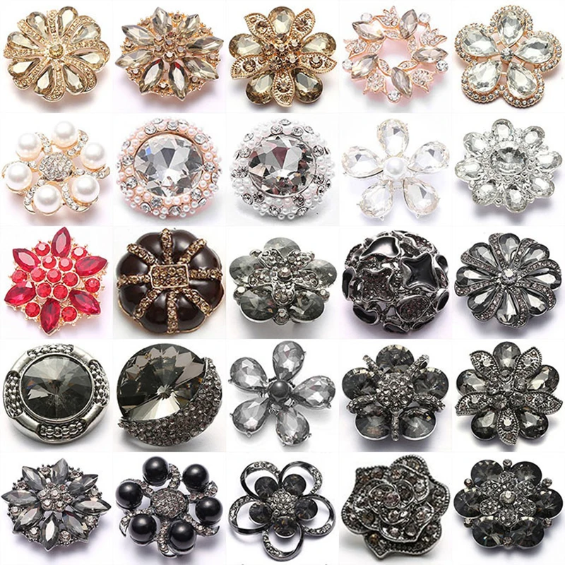 

Meetee 4/10pcs Ladies Fur Mink Petal Button Crystal Rhinestone Pearl Decorative Buckles DIY Cashmere Coat Shank Btn Sewing CN078