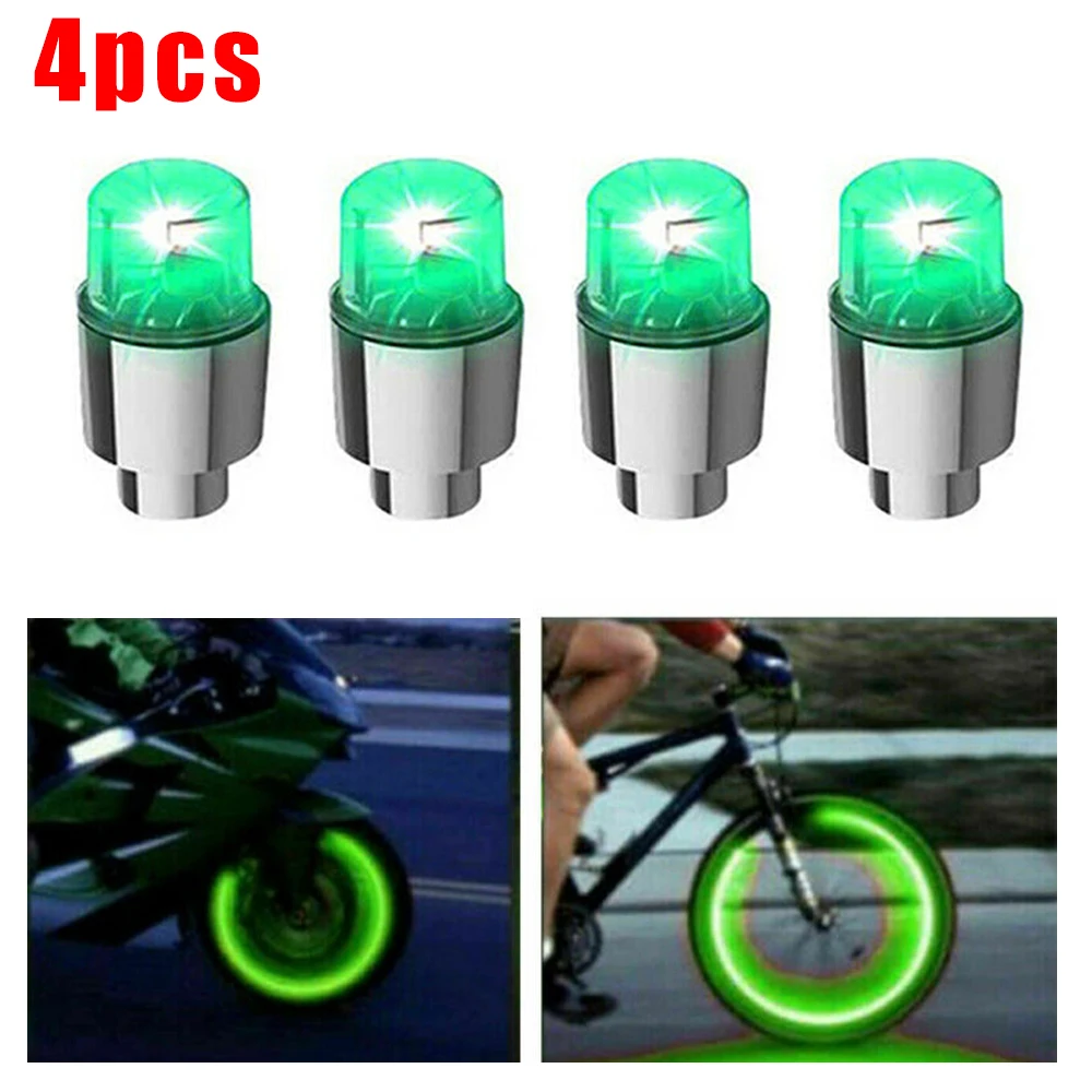

Air Valve Wheel Tire Cap Light Auto Motorcycle Stem Waterproof 12V Bike Green