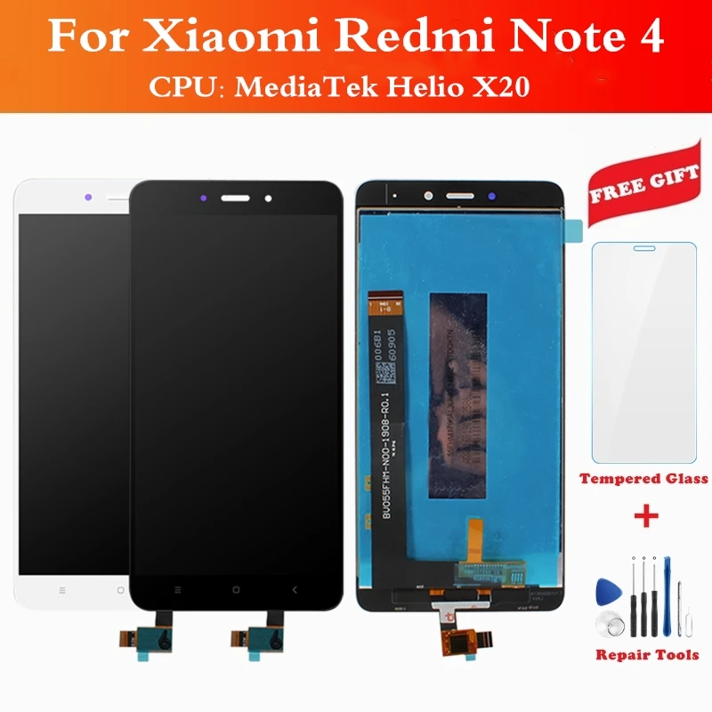 ЖК дисплей с дигитайзером для Xiaomi Redmi Note 4 MediaTek сенсорный экран панель Note4 MTK Helio X20
