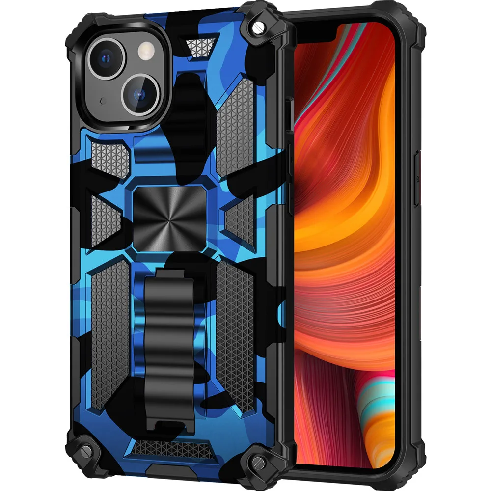 Скрытый бронированный чехол с подставкой для iPhone 13 14 Pro Max 12 11 XR XS X Mini SE 2020 8 7 Plus