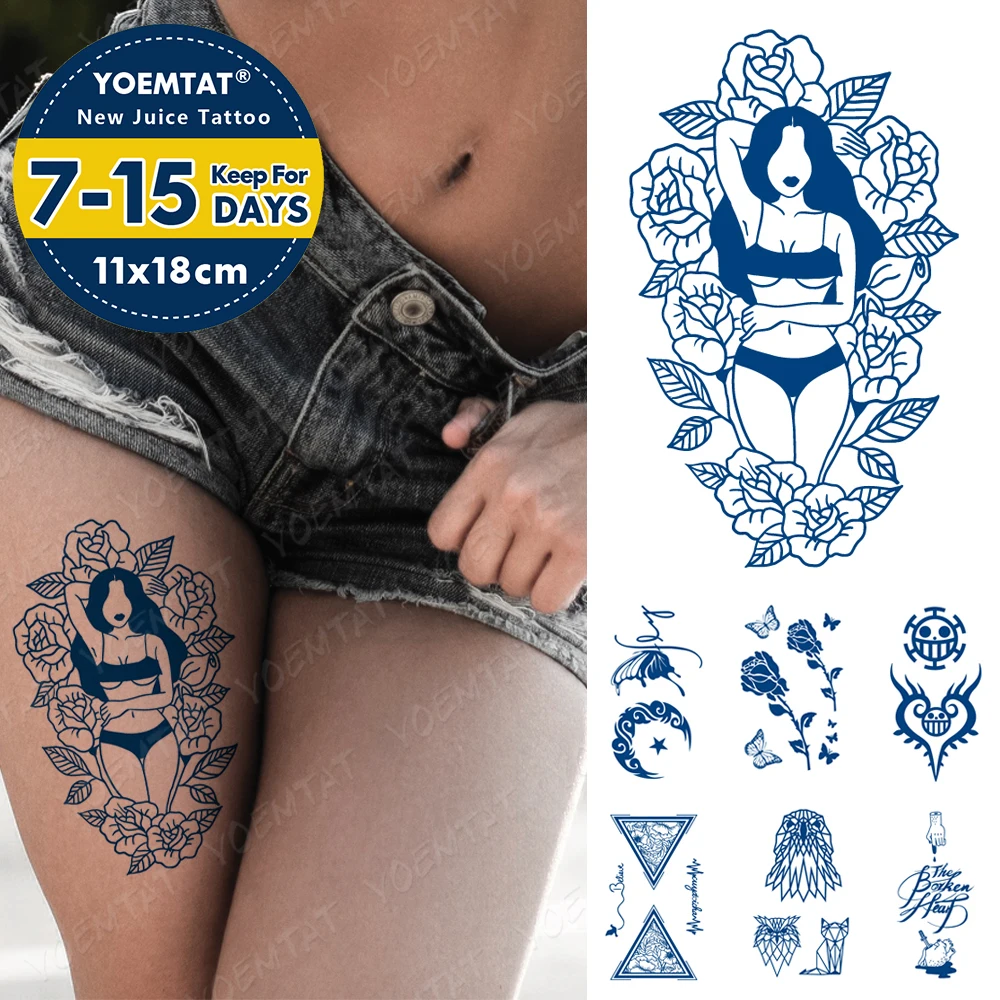 

Juice Ink Tattoos Body Art 2 weeks lasting Waterproof Temporary Tattoo Sticker Six-Pointed Star line Tatoo Arm Fake Totem Tatto