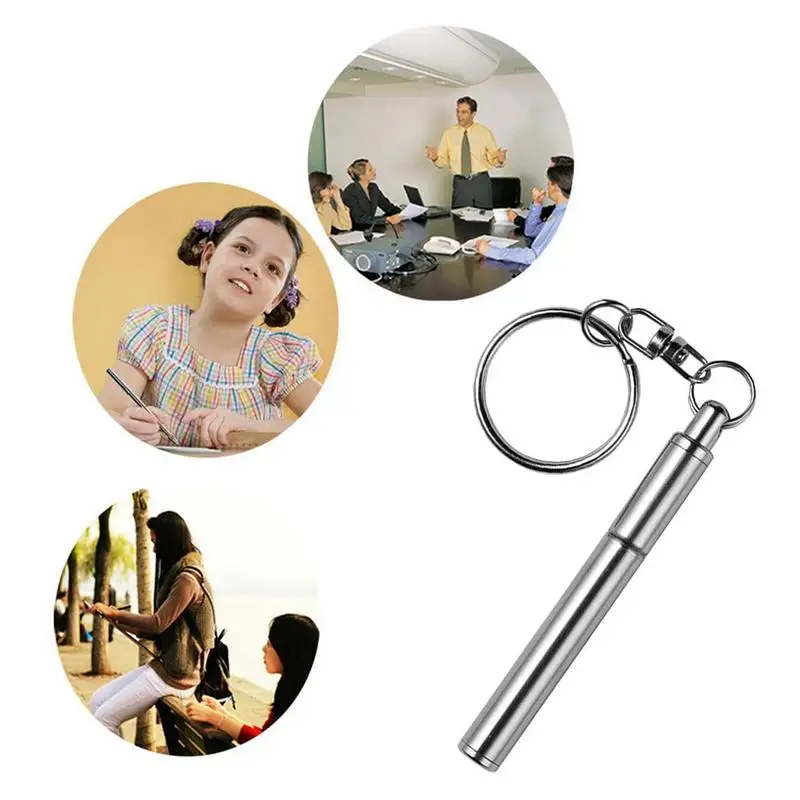 

New Portable steel telescopic pen tool Metal Ergonomic Ring Keychain Creative Pen Pen Ball Key Tool Point I6O5