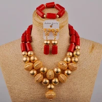 nigeria wedding jewelry african bride wedding dress accessories red natural coral bead necklace set au 260