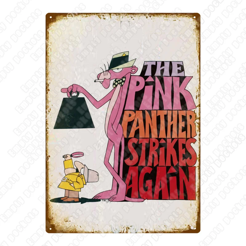 Классические Мультяшные жестяные знаки 1974 Розовая пантера комикс праздничный