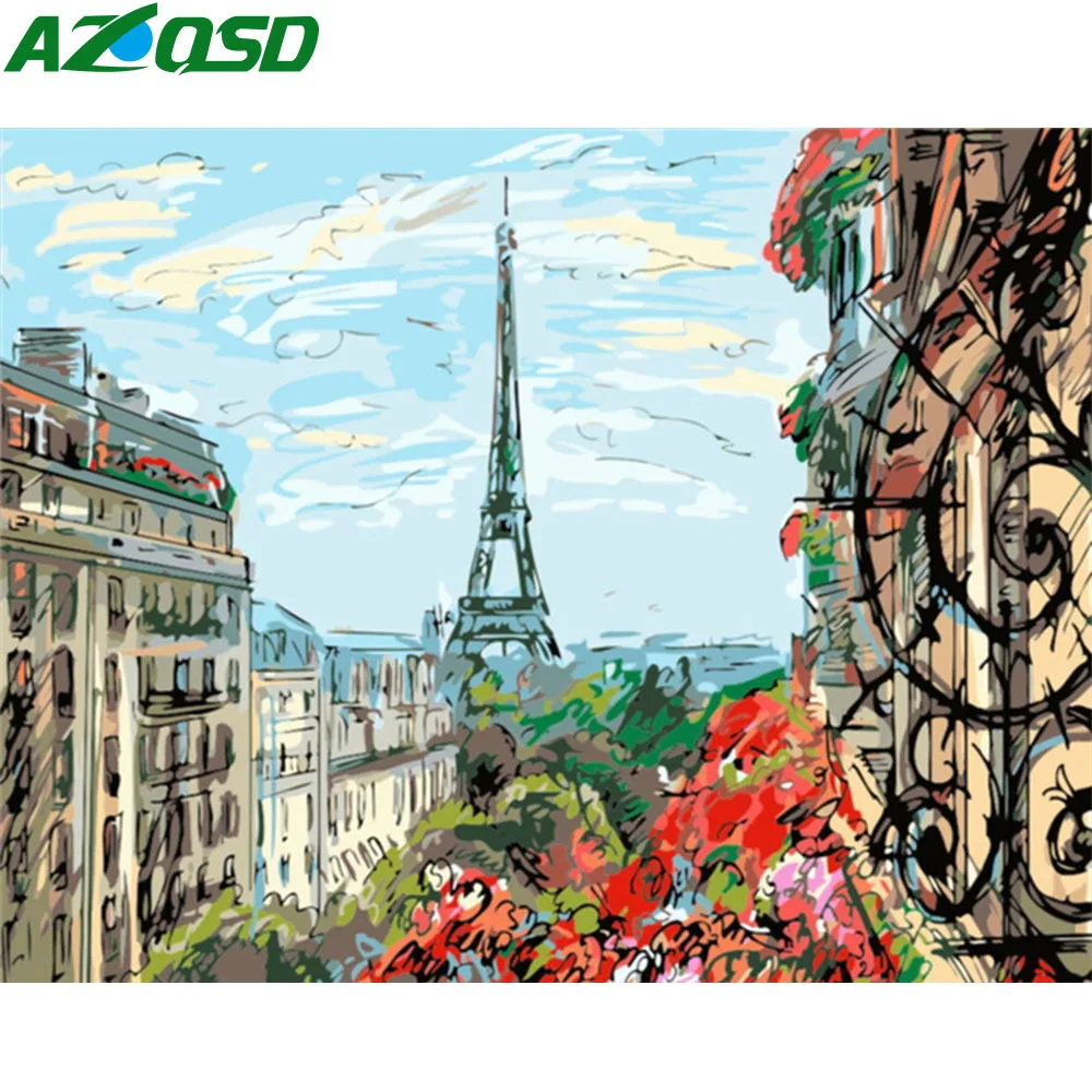 Azqsd 50x40 см рисовать по номерам красками картины картина пейзаж цифрам декор для