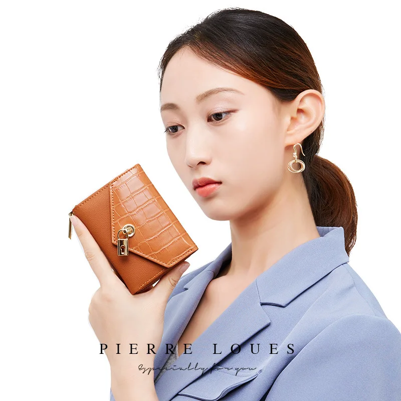 Женский кошелек на молнии короткий клатч однотонный модный маленький женский с