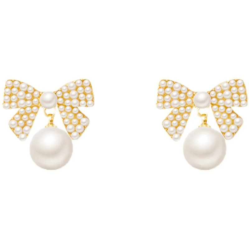 Милые серьги для девушек тонкие жемчужные с бантом модные новые темпераментные в