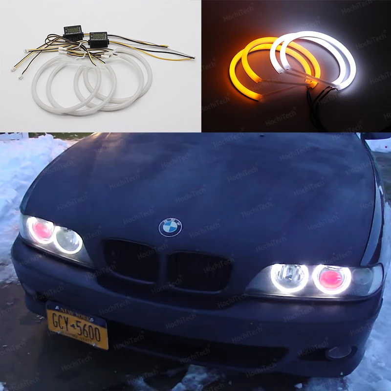 

High Quality Dual Color Halo Ring For BMW 5 Series E39 525i 528i 530i 540i Milk White yellow Switchback Cotton Angel eyes light