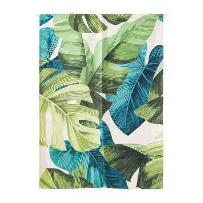 Занавеска на дверь в японском стиле из льна и хлопка с листьями растений