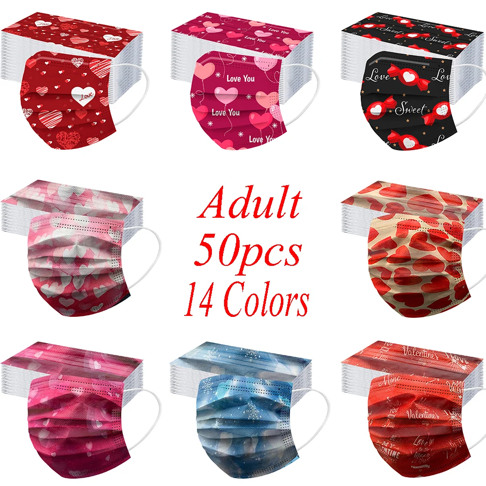 Маска одноразовая 3-слойная для косплея дышащая маска взрослых с рисунком сердца