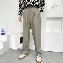 Inverno grosso terno calças masculinas moda quente estiramento casual calças soltas calças retas calças dos homens calças de escritório formal vestido calças (4)