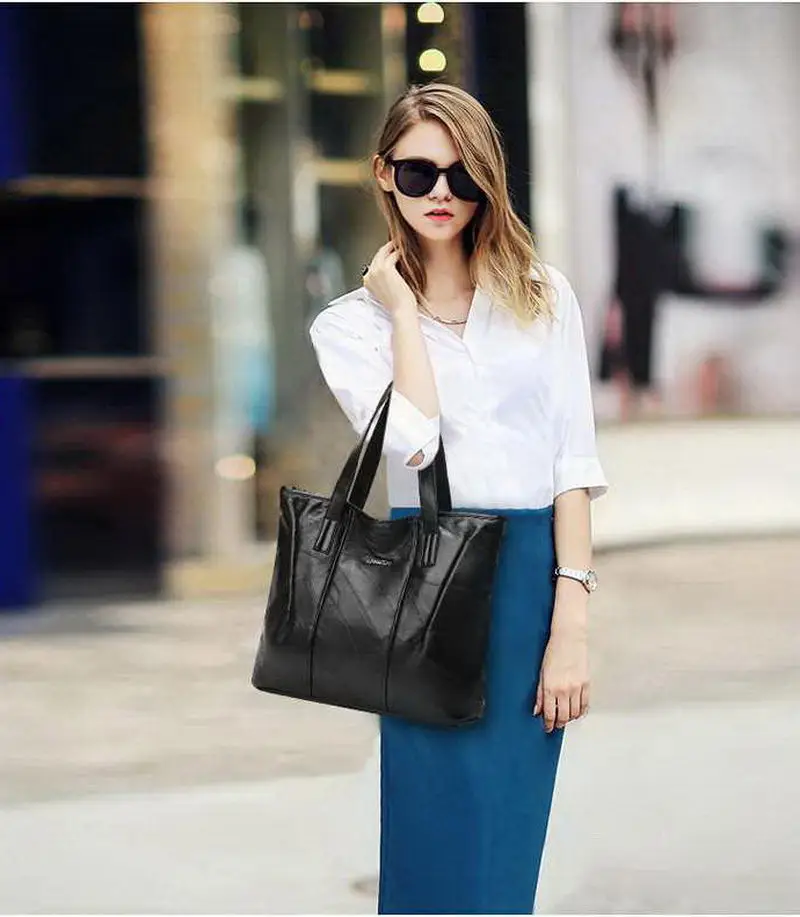 DIINOVIVO Ladies Casual Bags Soft PU Leather Shoulder Bag Women Handbags High Quality Tote Bags For Women Large Bag WHDV1284