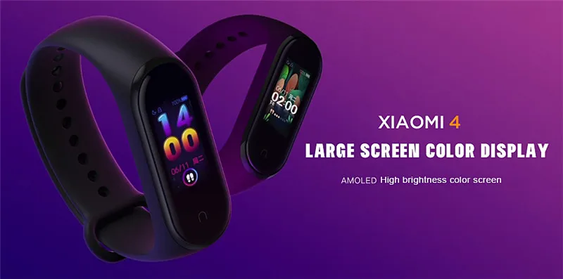 Xiaomi Mi смарт-браслет 4 фитнес-браслет MiBand 4 Частота сердечных сокращений большой сенсорный экран сообщение Smartband D30