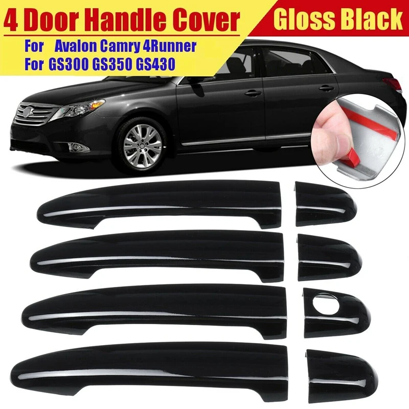 

Чехол для дверной ручки автомобиля 8 шт. для Toyota Highlander Avalon Camry Sienna Tacoma 4runner Lexus GS300/350/430/460 глянцевый черный