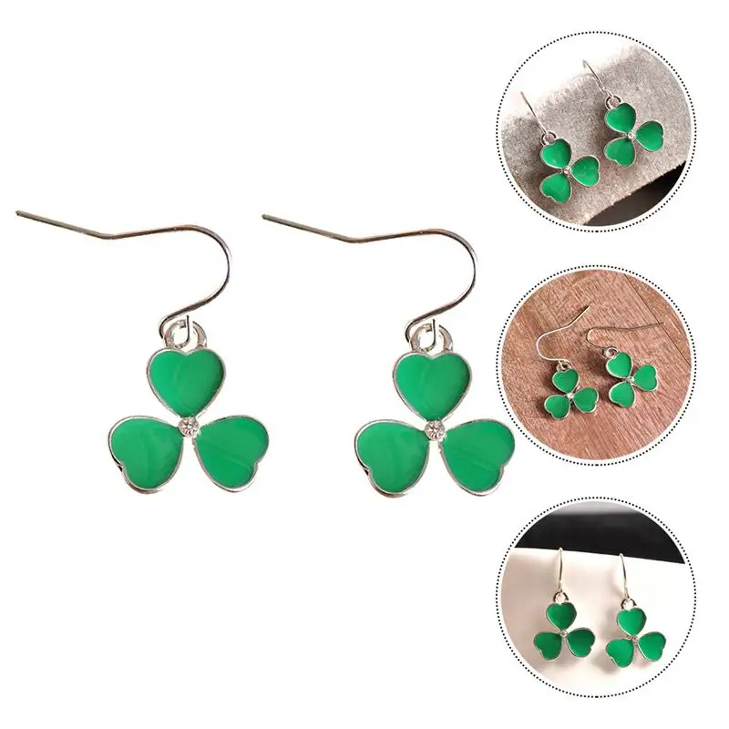 

1 Pair of Alloy Earrings Creative Shamrock Lady Party Decoration