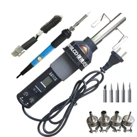 eu pluggj 8018lcd 220v 450w degree adjustable electronic heat hot air desoldering soldering stationelectric soldering iron
