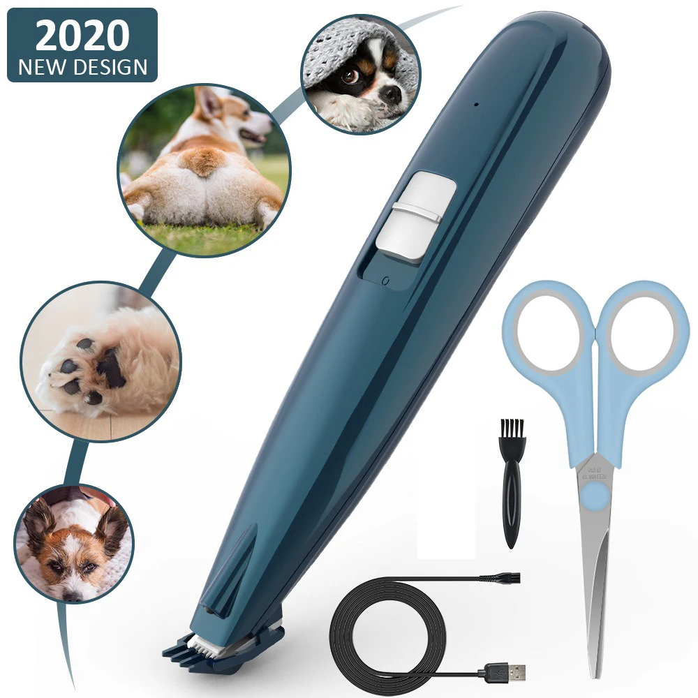 

New Pet Dogs Paw Hair Clipper USB Rechargeable Puppy Cats Foot Hair Trimmer Pets Paw Grooming Supplies with Scissor 2 Speed