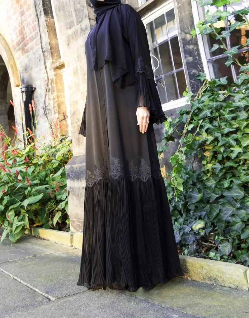 Abaya кимоно кафтан Малайзия плиссированный мусульманский кардиган хиджаб женское