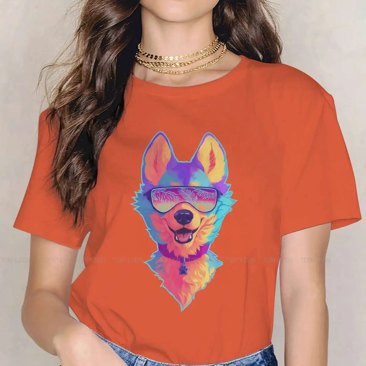 

Блестящая женская футболка из ткани с изображением собаки, лучшего друга, верности животного, размеры 4XL, Большая распродажа