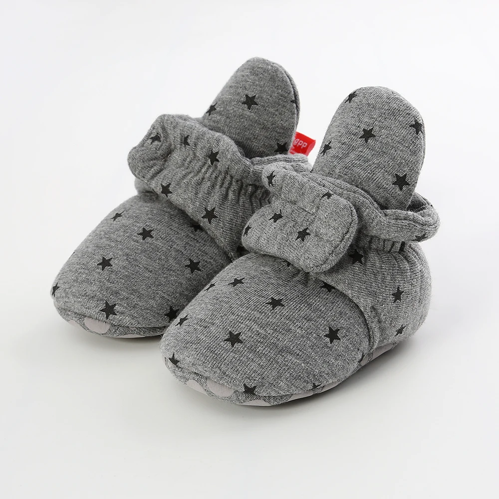 Dark Gray Star Пинетки для новорожденных зимние мягкие теплые пинетки для новорожденных мальчиков и девочек пинетки от 0 до 18 месяцев - Цвет: Dark Gray Star