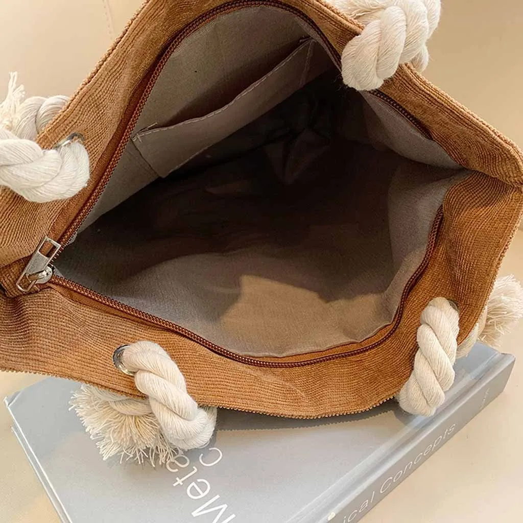 Large Canvas Bag For Women Corduroy Handbag Shoulder Bags Green Shopping waterproof bag girls Handbag1112#B | Багаж и сумки