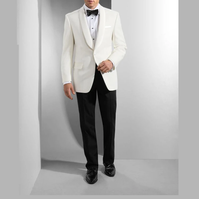

New High-end Gentlemen Classic Formal Men Ivory Suits Slim Wedding Groom Wear Male Business Casual Fashion Male Clothing