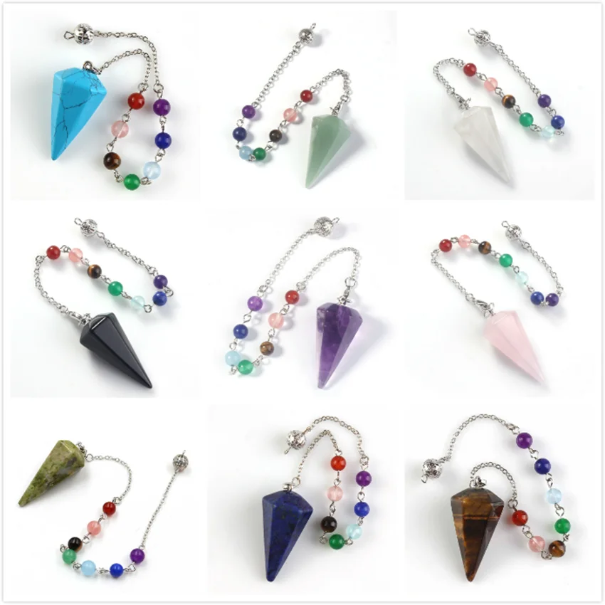 FYJS уникальная Посеребренная шестиугольная Пирамида маятниковая подвеска черные