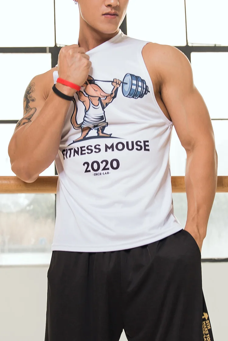 2020 Summer Muscle Mouse Sleeveless Men Tank Top Male Bodybuilding Clothes GymQuick Drying Vest Fitness Singlets tops | Мужская одежда