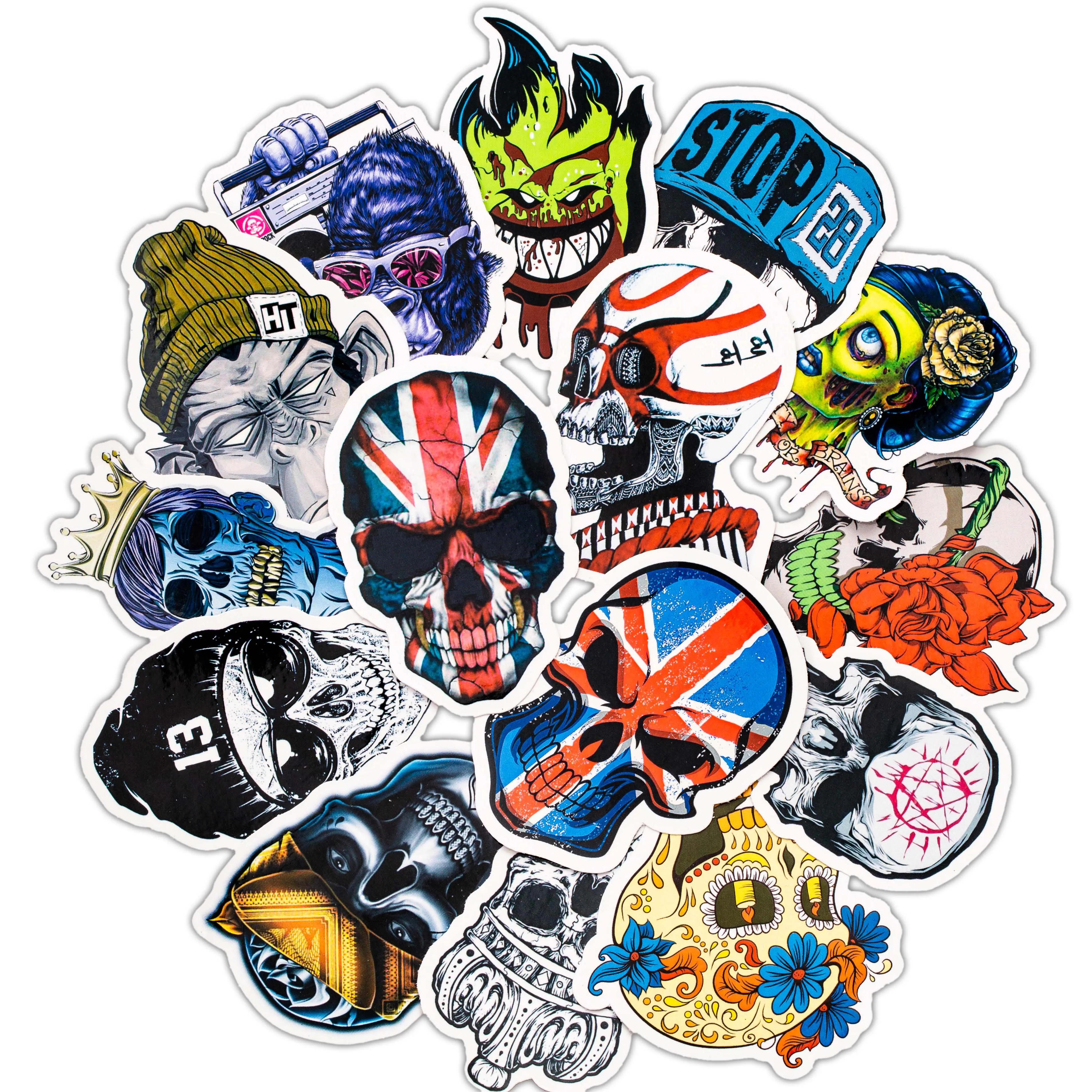 50Pcs Punk Cool Skull Sticker For Luggage Car Laptop Bicycle Motorcycle Notebook Laptop Toys Stickers Pack Sets 50pcs hunter x hunter adventure pvc waterproof sticker for luggage wall car laptop bicycle motorcycle notebook toys stickers
