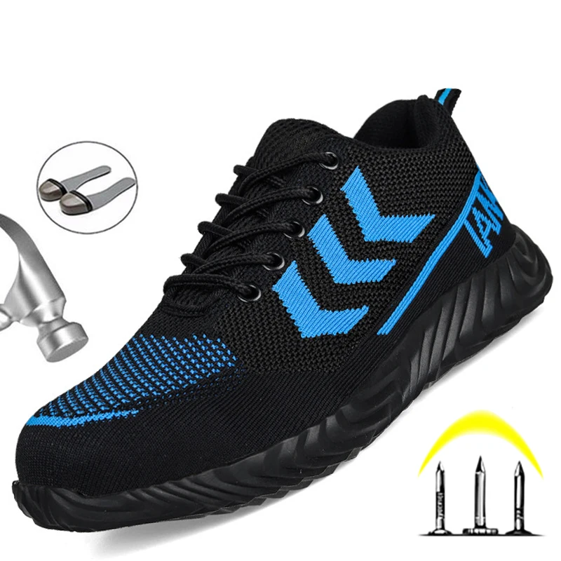 

Male Shoes Adult Work Sneakers Breathable Men Shoes Puncture-Proof Safety Shoes Men Steel Toe Work Shoes Light Security Footwear