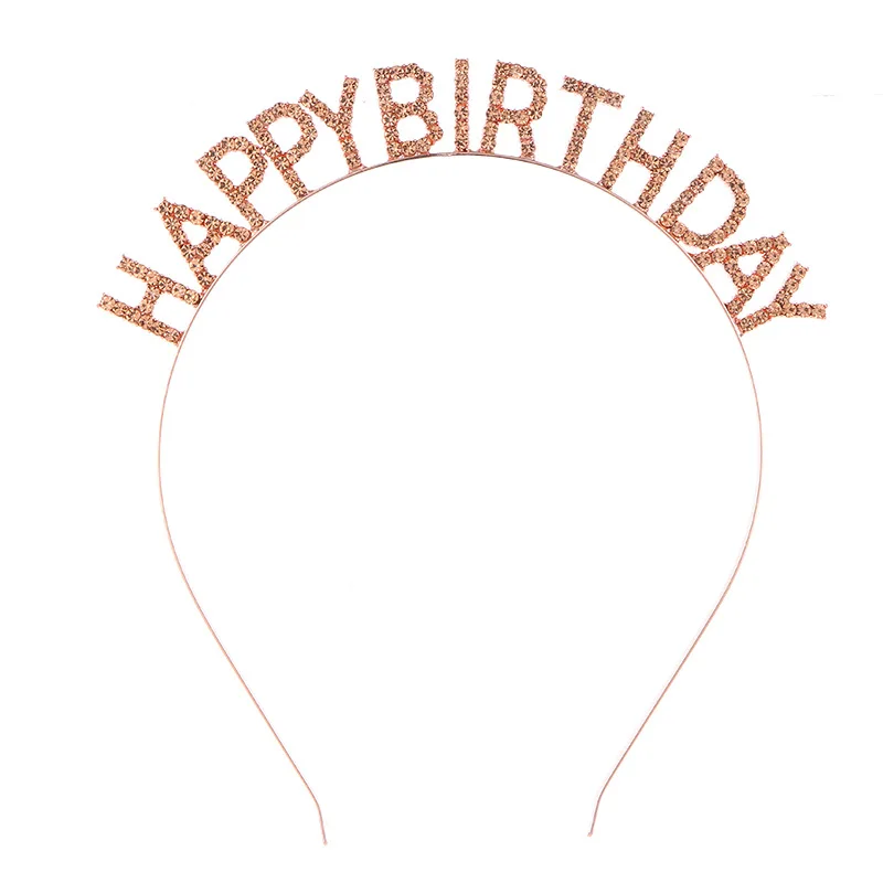 

Happy Birthday Headbands Gold Silver Alloy Hair Clips Hair Ornaments Birthday Party Decoration Kids Birthday Hats Crown