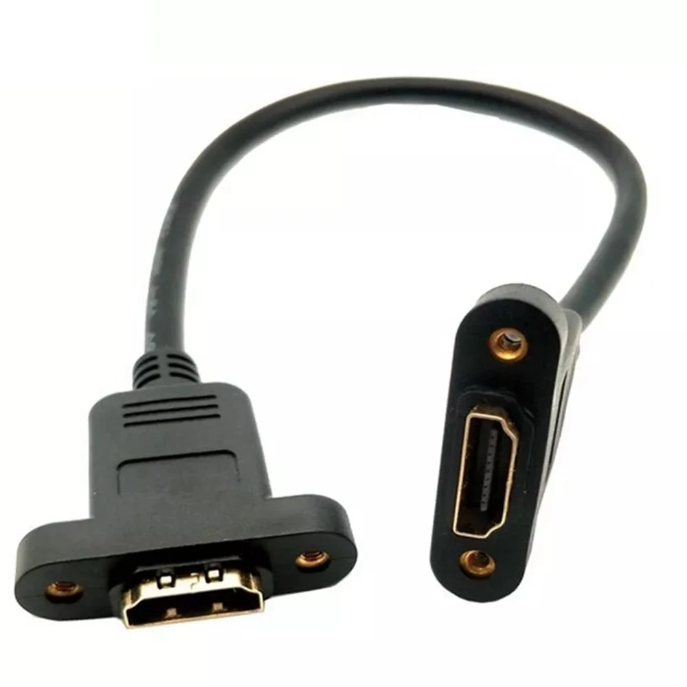 

Hohe qualität HDMI-kompatibel Buchse Konverter Adapter Kabel Verlängerung Stecker Mit Panel Loch V 1,4 Schwarz 30cm