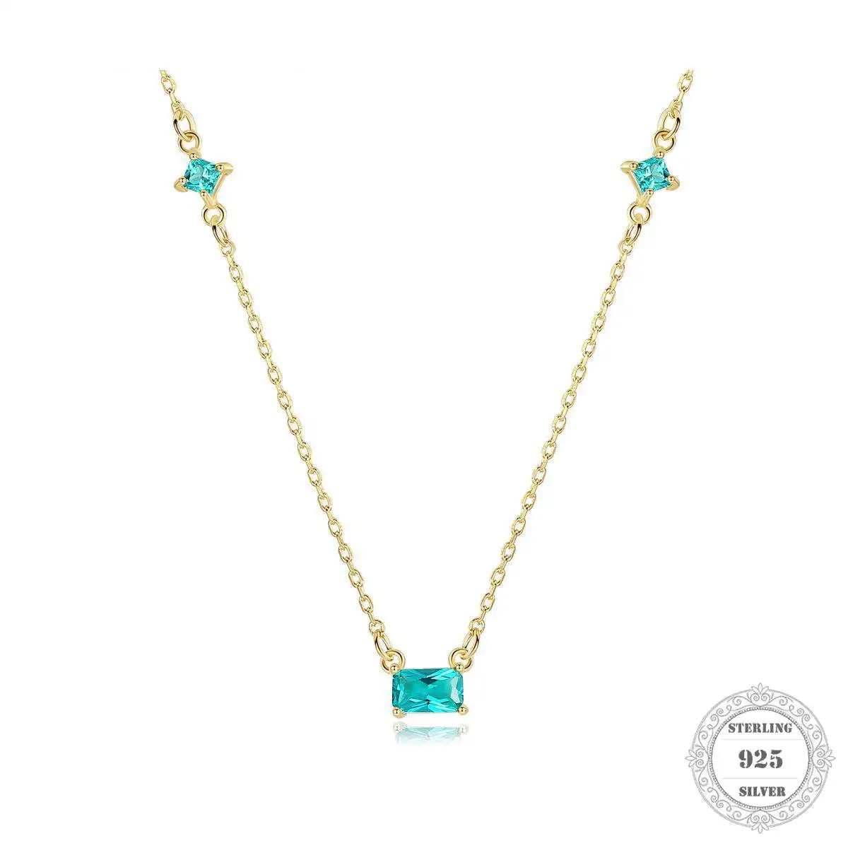 Золотое ожерелье с зеленым камнем брендовая Новинка модные хорошие ювелирные