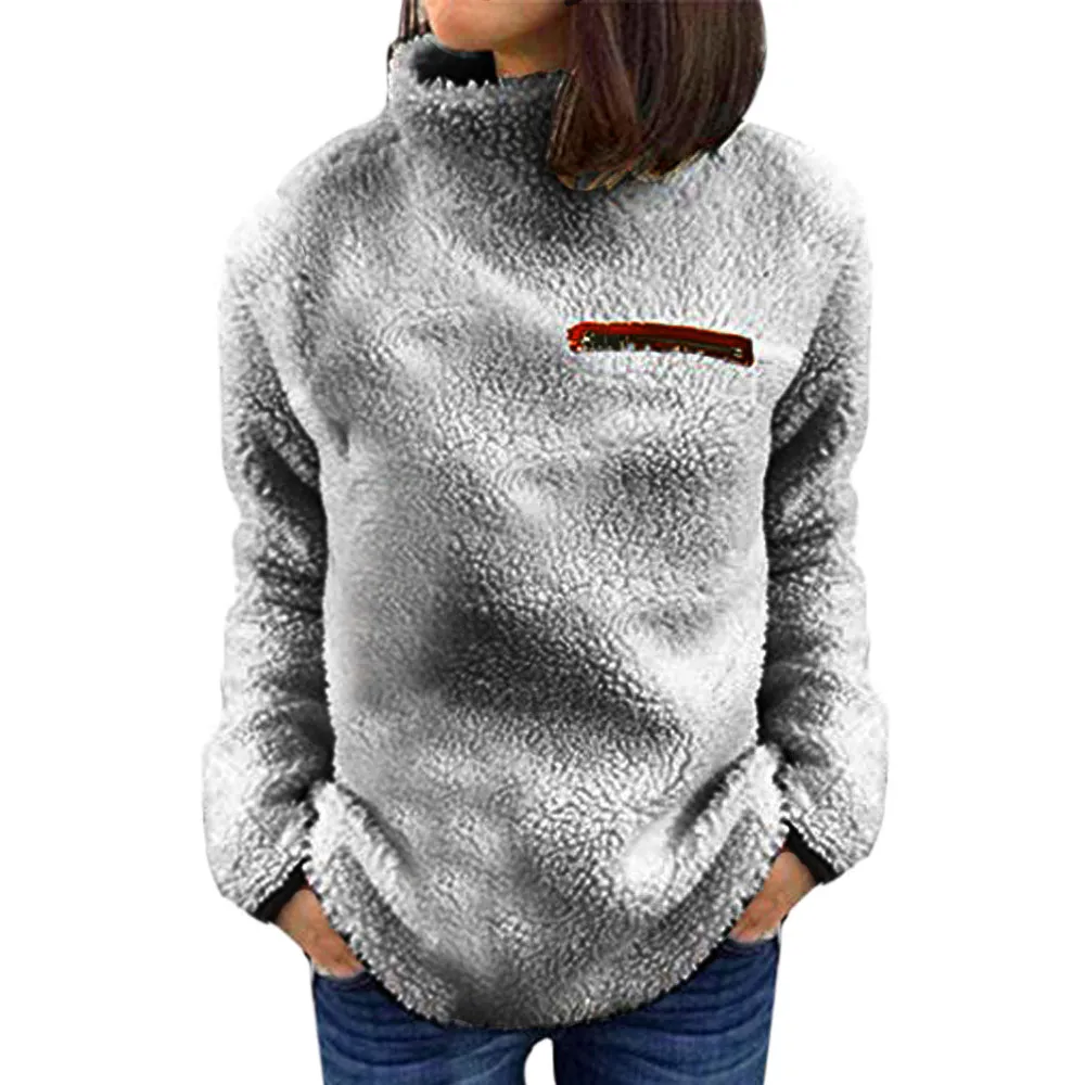 Женская толстовка с длинным рукавом высоким воротником | одежда