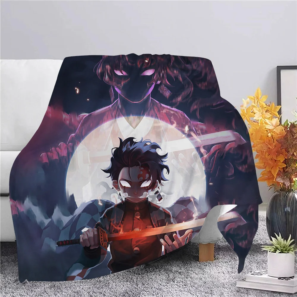

CLOOCL Anime Demon Slayer Kimetsu No Yaiba Season 2 Flannel Blanket 3D Print Blanket Bedspread Sofa Bedding Hiking Picnic Quilts